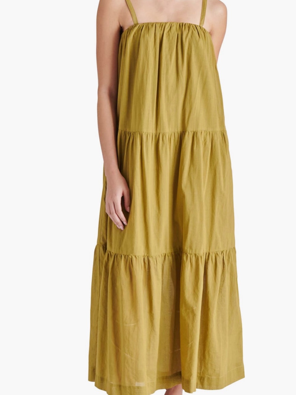 Steve Madden Olive Green Tiered Maxi Skirt